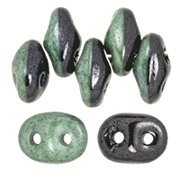 SuperDuo 5 x 2mm (loose) : Green Luster - Opaque Black/White