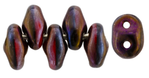 SuperDuo 5 x 2mm (loose) : Full Brown Flare - Opaque Red/Black