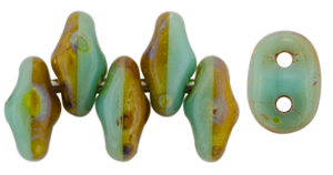 SuperDuo 5 x 2mm (loose) : Turquoise Green/Ivory - Picasso