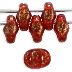 SuperDuo 5 x 2mm (loose) : Gold Marbled - Siam Ruby