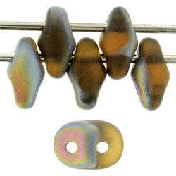 SuperDuo 5 x 2mm (loose) : Matte - Smoky Topaz - Vitral