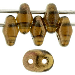 SuperDuo 5 x 2mm (loose) : Luster Bronze 1/2 - Smoky Topaz