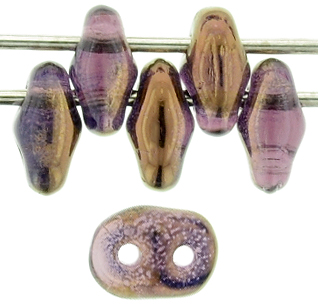 SuperDuo 5 x 2mm (loose) : Luster Bronze 1/2 - Amethyst