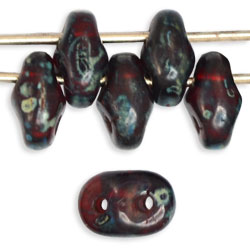 SuperDuo 5 x 2mm (loose) : Siam Ruby - Picasso
