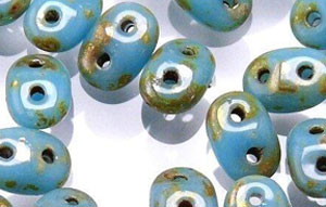 SuperDuo 5 x 2mm (loose) : Blue Turquoise - Silver Picasso