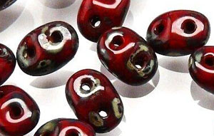 SuperDuo 5 x 2mm (loose) : Opaque Red - Silver Picasso