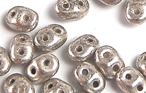 SuperDuo 5 x 2mm (loose) : Silver Luster - Jet