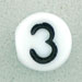 Letter Beads (White) 6mm (loose) : Number 3