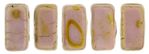 CzechMates Bricks 6 x 3mm (loose) : Luster - Opaque Rose/Gold Topaz