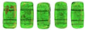 CzechMates Bricks 6 x 3mm (loose) : Gold Marbled - Green Emerald