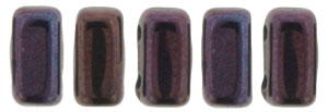 CzechMates Bricks 6 x 3mm (loose) : Luster - Metallic Amethyst Jet