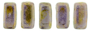 CzechMates Bricks 6 x 3mm (loose) : Luster - Opaque Gold/Smoky Topaz