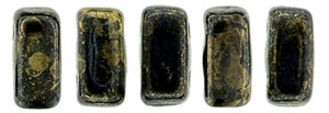 CzechMates Bricks 6 x 3mm (loose) : Jet - Bronze Picasso