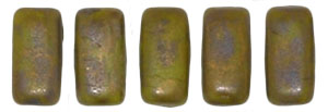 CzechMates Bricks 6 x 3mm (loose) : Opaque Olive - Copper Picasso