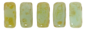 CzechMates Bricks 6 x 3mm (loose) : Opaque Pale Jade - Picasso