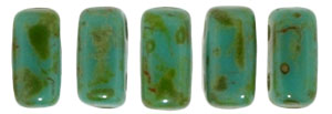 CzechMates Bricks 6 x 3mm (loose) : Persian Turquoise - Picasso