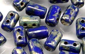 Rulla 3x5mm (loose) : Opaque Blue - Silver Picasso