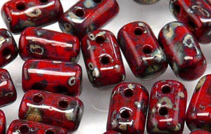 Rulla 3x5mm (loose) : Opaque Red - Silver Picasso