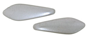 CzechMates Two Hole Daggers 16 x 5mm (loose) : Pearl Coat - Silver