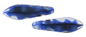 CzechMates Two Hole Daggers 16 x 5mm (loose) : Blue w/Black Swirl