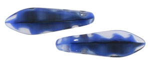 CzechMates Two Hole Daggers 16 x 5mm (loose) : Blue w/Black Swirl
