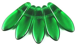 CzechMates Two Hole Daggers 16 x 5mm (loose) : Green Emerald