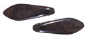 CzechMates Two Hole Daggers 16 x 5mm (loose) : Jet - Marbled Dk Bronze