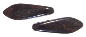 CzechMates Two Hole Daggers 16 x 5mm (loose) : Jet - Marbled Dk Bronze