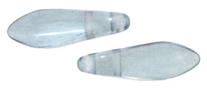 CzechMates Two Hole Daggers 16 x 5mm (loose) : Luster - Transparent Blue