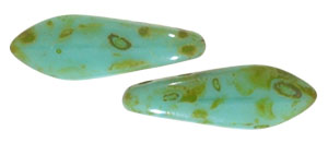 CzechMates Two Hole Daggers 16 x 5mm (loose) : Turquoise - Picasso