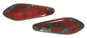 CzechMates Two Hole Daggers 16 x 5mm (loose) : Opaque Red - Picasso