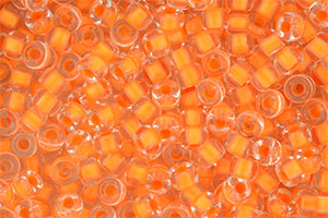Matubo Seed Bead 6/0 (loose) : Crystal - Orange Neon-Lined