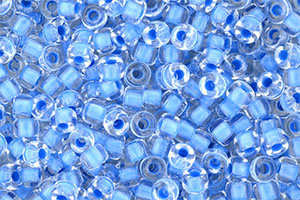 Matubo Seed Bead 6/0 (loose) : Crystal - Blue Neon-Lined