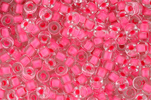 Matubo Seed Bead 6/0 (loose) : Crystal - Pink Neon-Lined