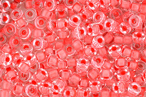 Matubo Seed Bead 6/0 (loose) : Crystal - Red Neon-Lined