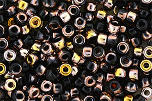 Matubo Seed Bead 6/0 (loose) : Jet - Capri Gold