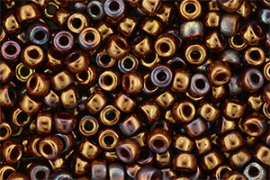 Matubo Seed Bead 6/0 (loose) : Opaque Red - Bronze Vega