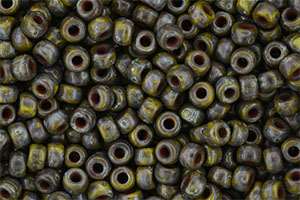 Matubo Seed Bead 6/0 (loose) : Opaque Olivine - Picasso