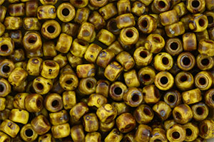 Matubo Seed Bead 6/0 (loose) : Opaque Yellow - Picasso
