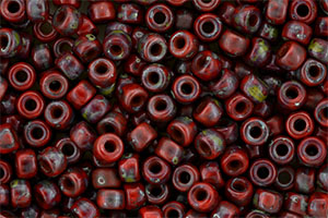 Matubo Seed Bead 6/0 (loose) : Opaque Red - Picasso
