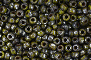 Matubo Seed Bead 6/0 (loose) : Opaque Olivine - Silver Picasso