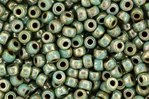 Matubo Seed Bead 6/0 (loose) : Green Turquoise - Silver Picasso