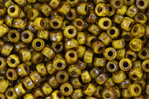 Matubo Seed Bead 6/0 (loose) : Opaque Yellow - Silver Picasso