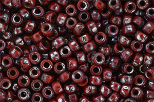 Matubo Seed Bead 6/0 (loose) : Opaque Red - Silver Picasso