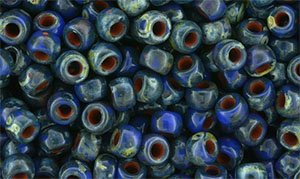 Matubo Seed Bead 7/0 (loose) : Opaque Blue - Picasso