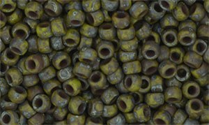 Matubo Seed Bead 7/0 (loose) : Opaque Olivine - Picasso