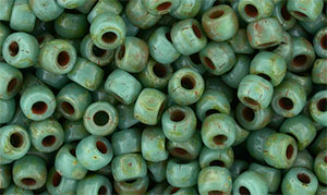 Matubo Seed Bead 7/0 (loose) : Green Turquoise - Picasso