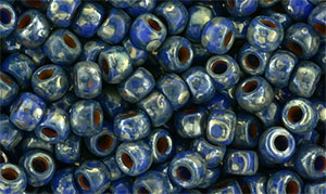 Matubo Seed Bead 7/0 (loose) : Opaque Blue - Silver Picasso