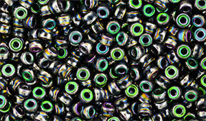 Matubo Seed Bead 8/0 (loose) : Jet - Vitral Green Full