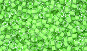 Matubo Seed Bead 8/0 (loose) : Crystal - Green Neon-Lined
